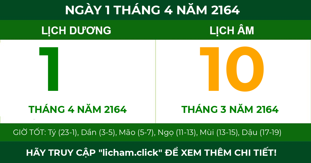 lịch âm ngày 1 tháng 4 năm 2164