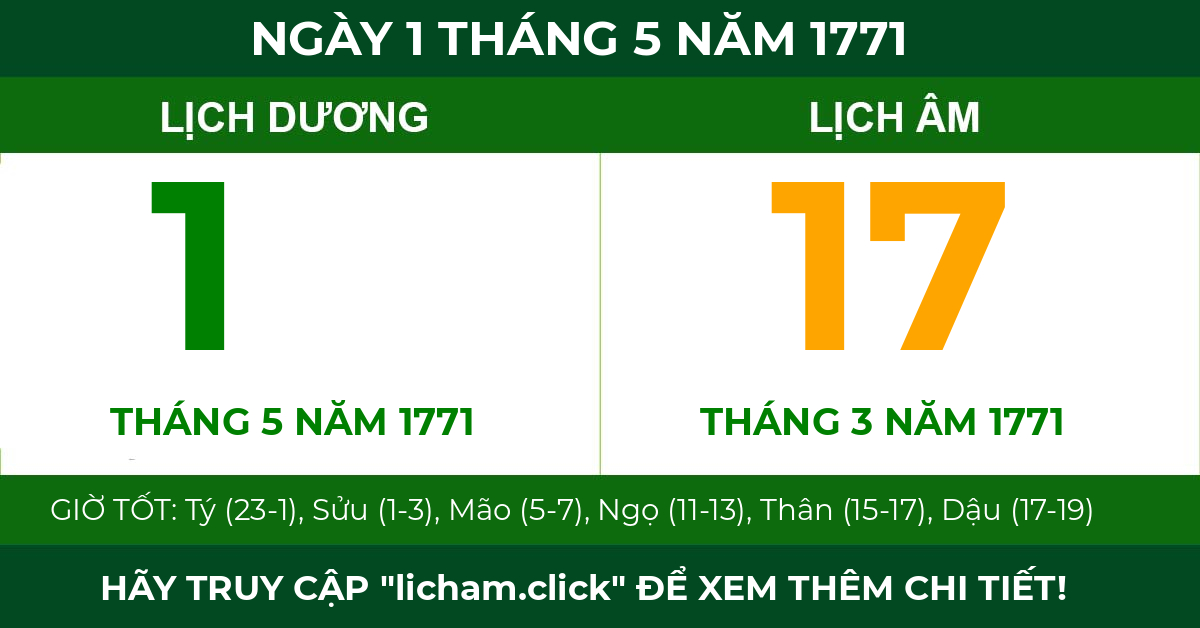 lịch âm ngày 1 tháng 5 năm 1771