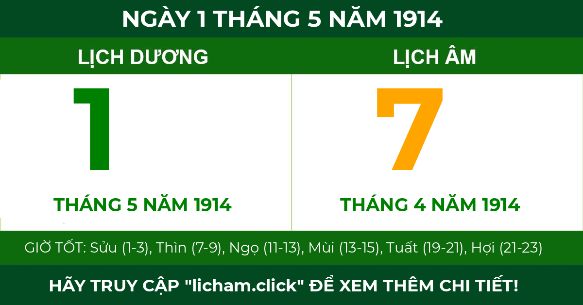 lịch âm ngày 1 tháng 5 năm 1914