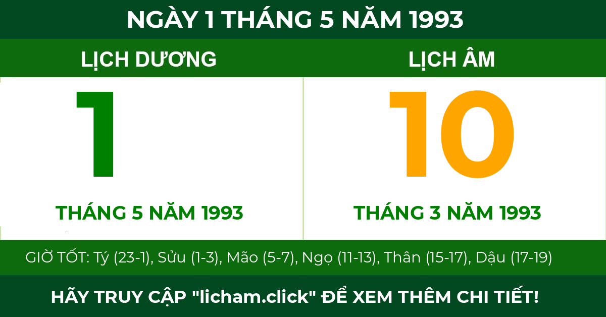 lịch âm ngày 1 tháng 5 năm 1993