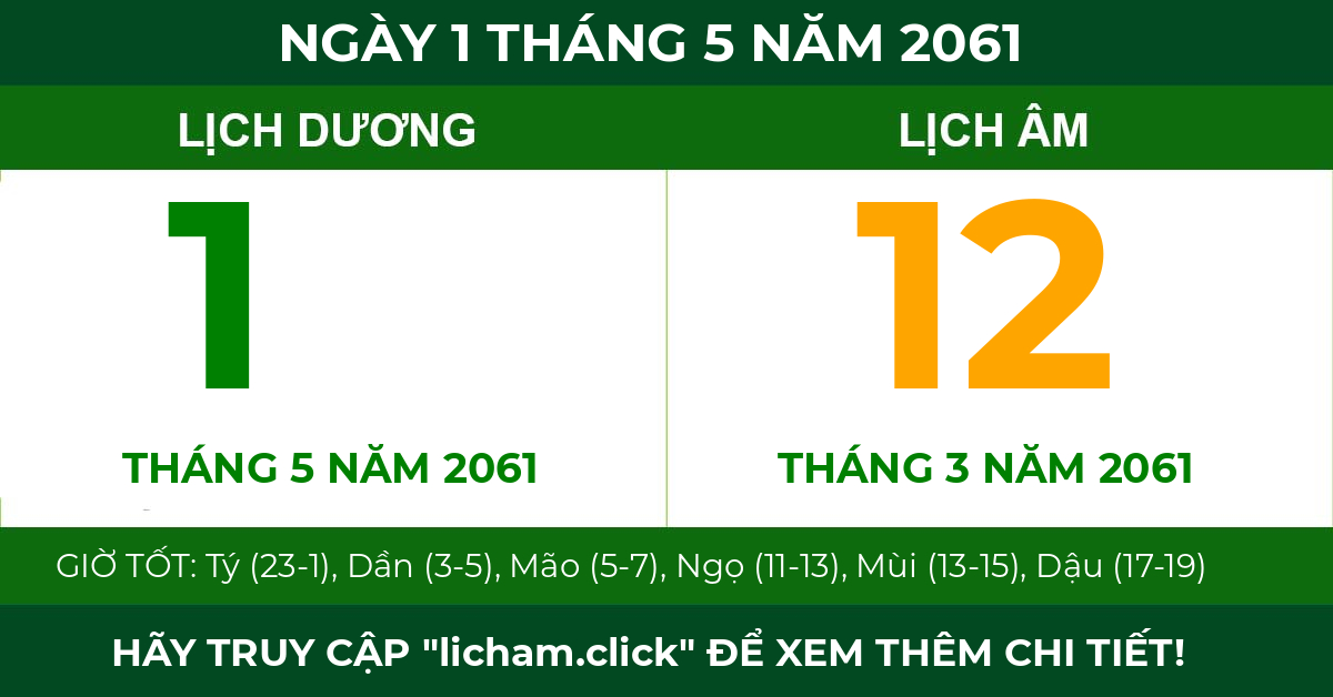 lịch âm ngày 1 tháng 5 năm 2061
