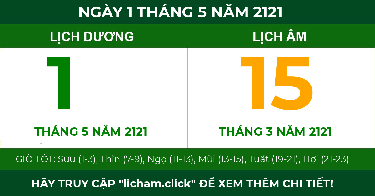 lịch âm ngày 1 tháng 5 năm 2121