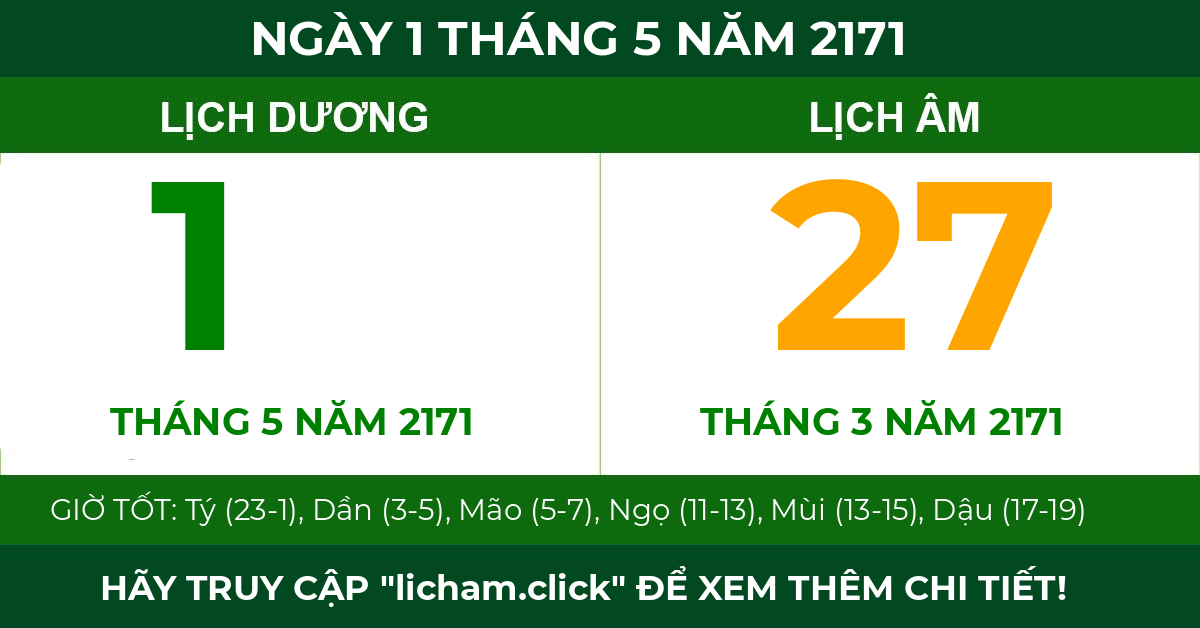 lịch âm ngày 1 tháng 5 năm 2171