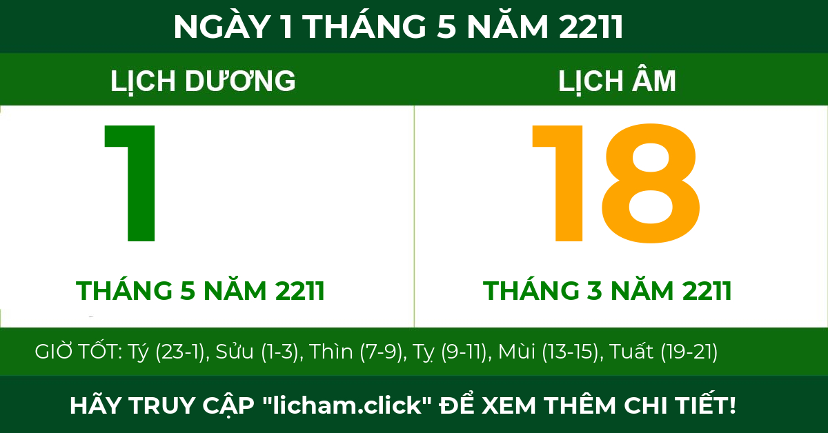 lịch âm ngày 1 tháng 5 năm 2211