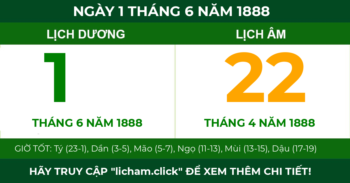 lịch âm ngày 1 tháng 6 năm 1888