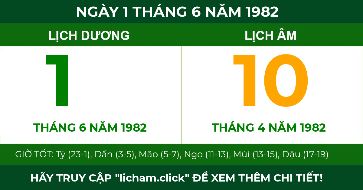 lịch âm ngày 1 tháng 6 năm 1982