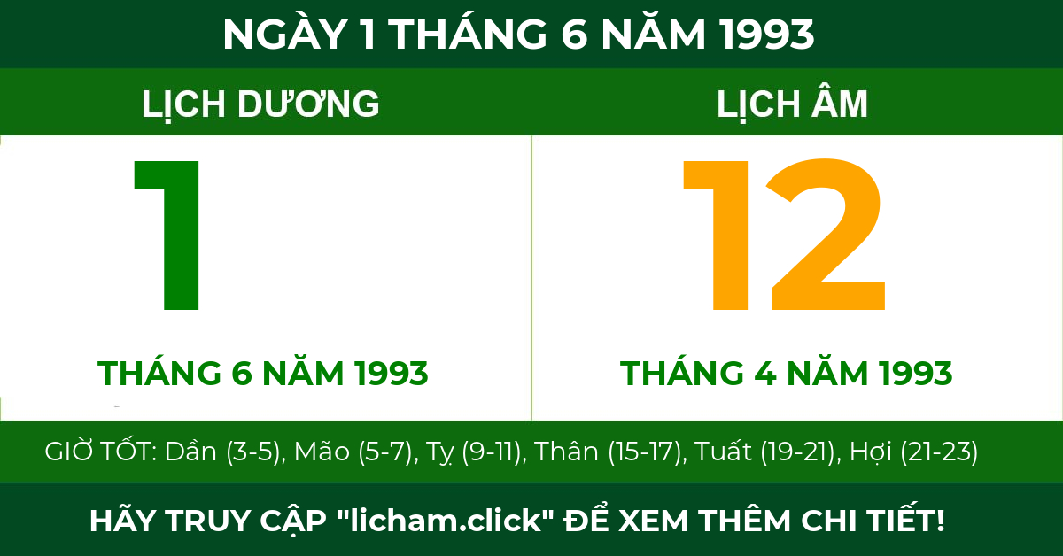 lịch âm ngày 1 tháng 6 năm 1993