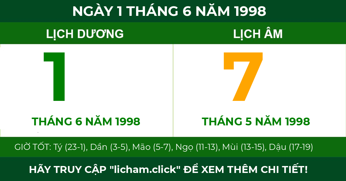 lịch âm ngày 1 tháng 6 năm 1998