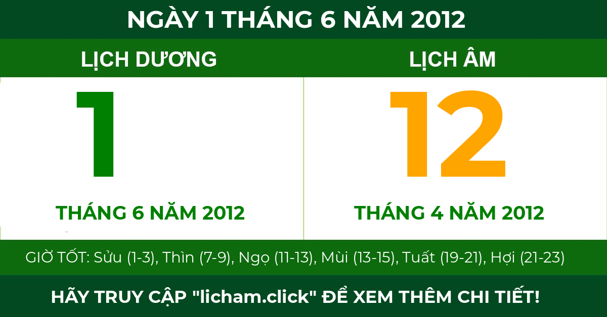 lịch âm ngày 1 tháng 6 năm 2012