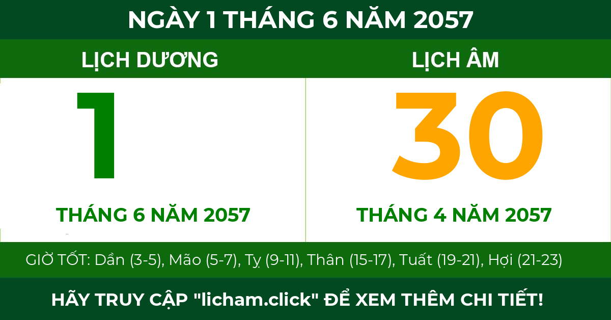 lịch âm ngày 1 tháng 6 năm 2057