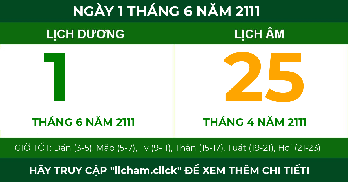 lịch âm ngày 1 tháng 6 năm 2111