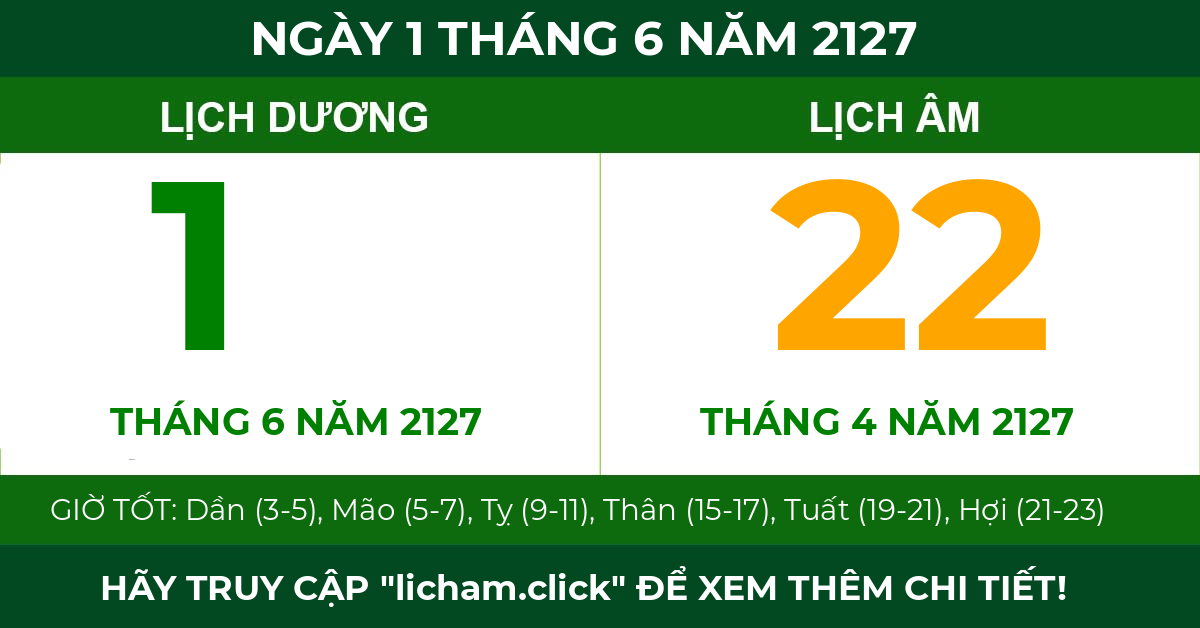 lịch âm ngày 1 tháng 6 năm 2127