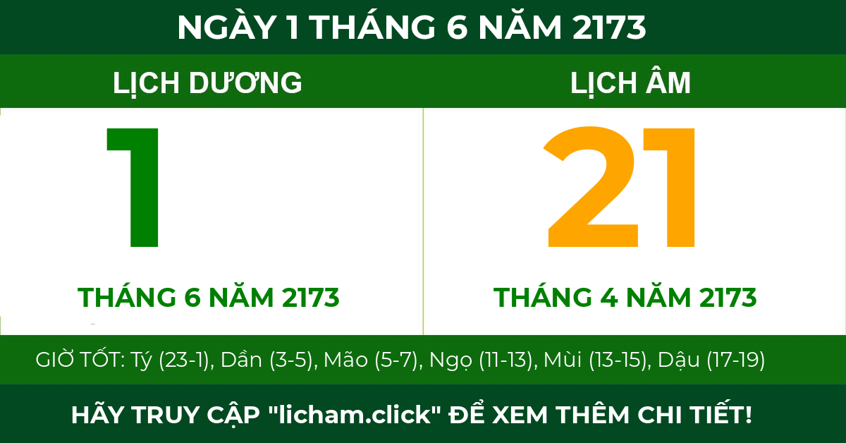 lịch âm ngày 1 tháng 6 năm 2173