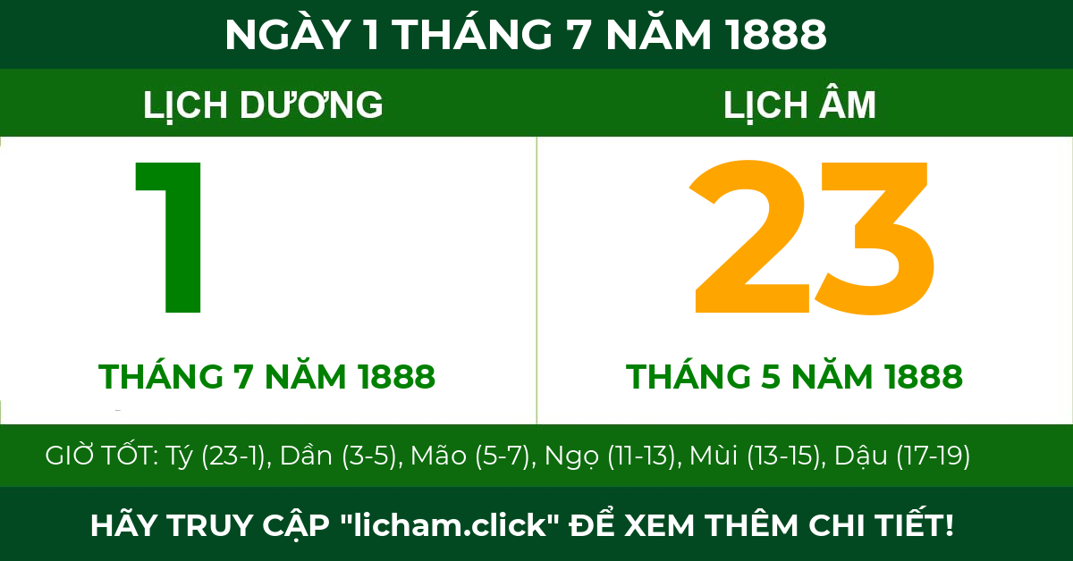 lịch âm ngày 1 tháng 7 năm 1888