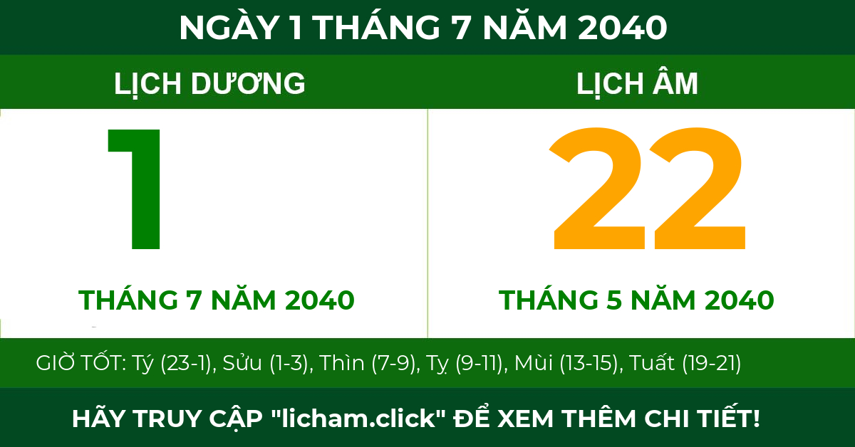 lịch âm ngày 1 tháng 7 năm 2040