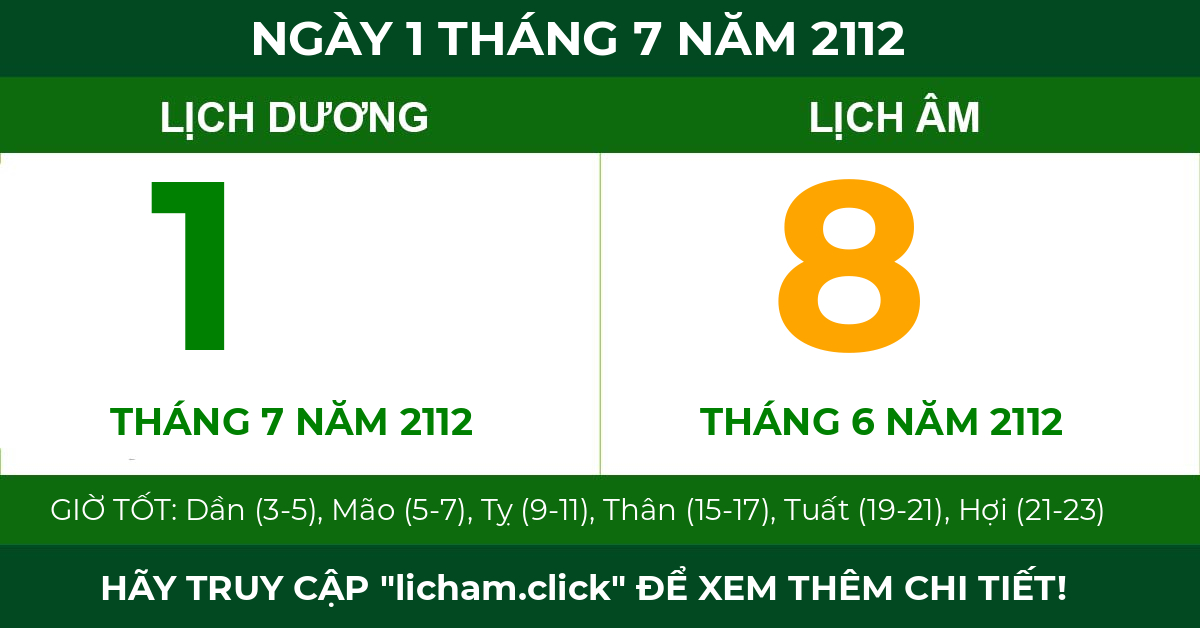 lịch âm ngày 1 tháng 7 năm 2112