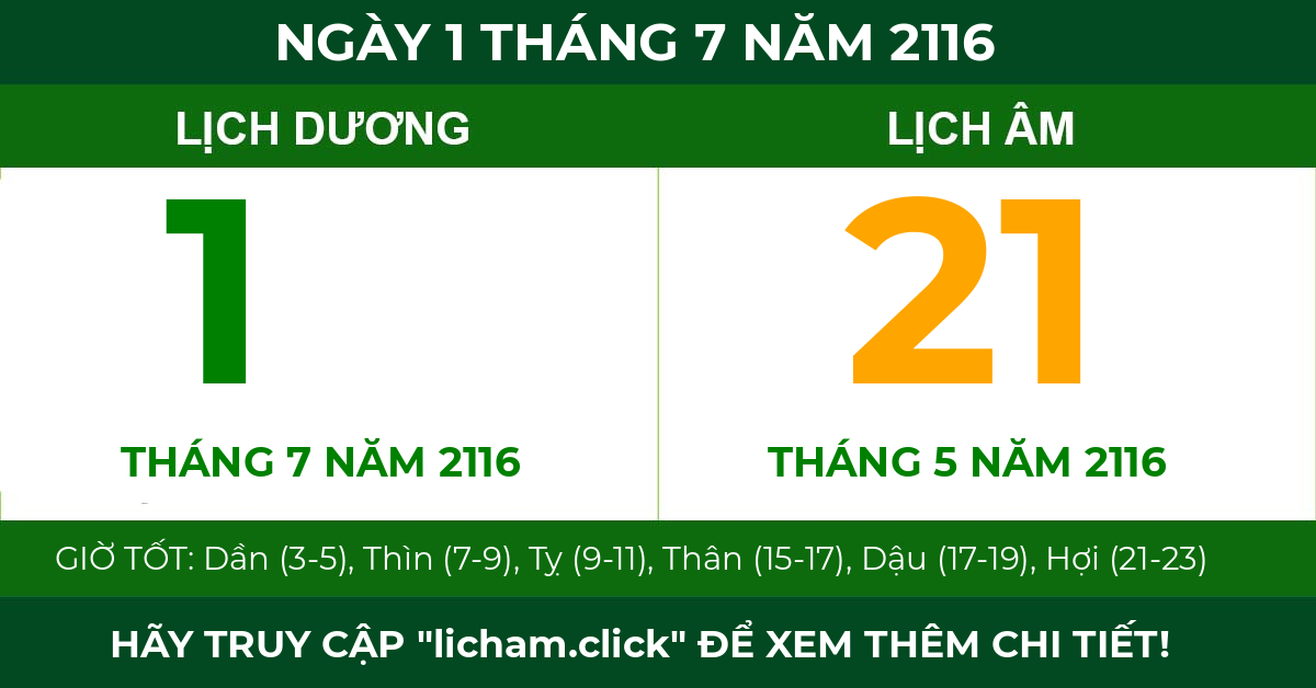 lịch âm ngày 1 tháng 7 năm 2116
