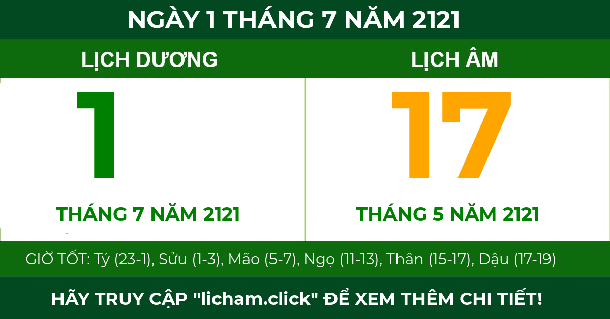 lịch âm ngày 1 tháng 7 năm 2121