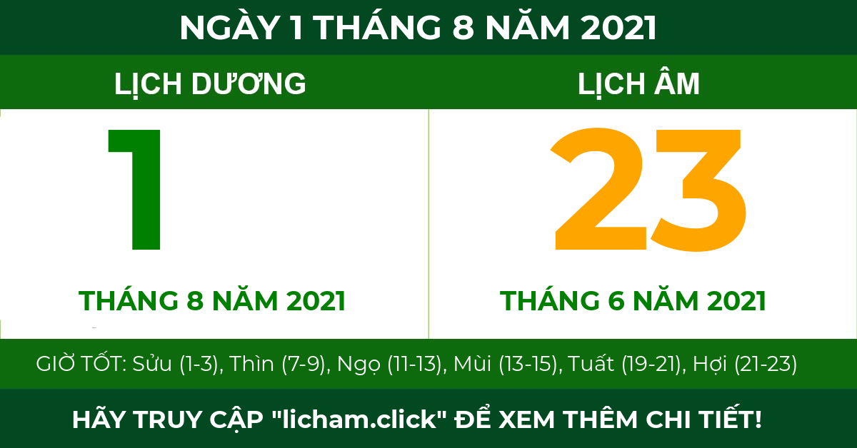 lịch âm ngày 1 tháng 8 năm 2021