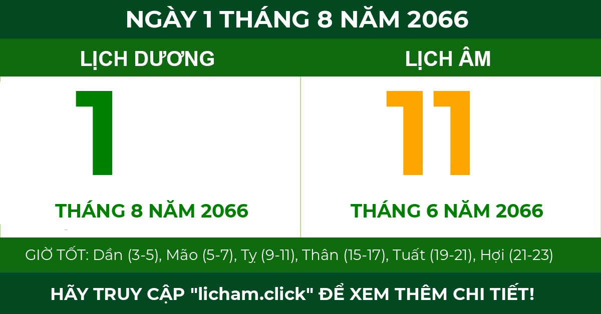 lịch âm ngày 1 tháng 8 năm 2066