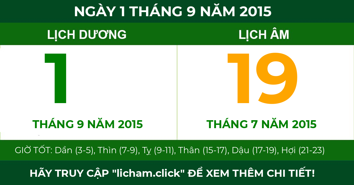 lịch âm ngày 1 tháng 9 năm 2015