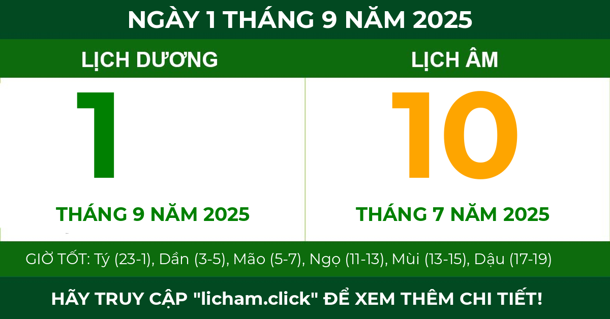 lịch âm ngày 1 tháng 9 năm 2025
