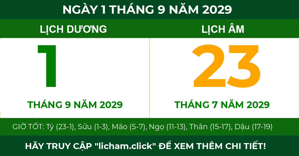 lịch âm ngày 1 tháng 9 năm 2029