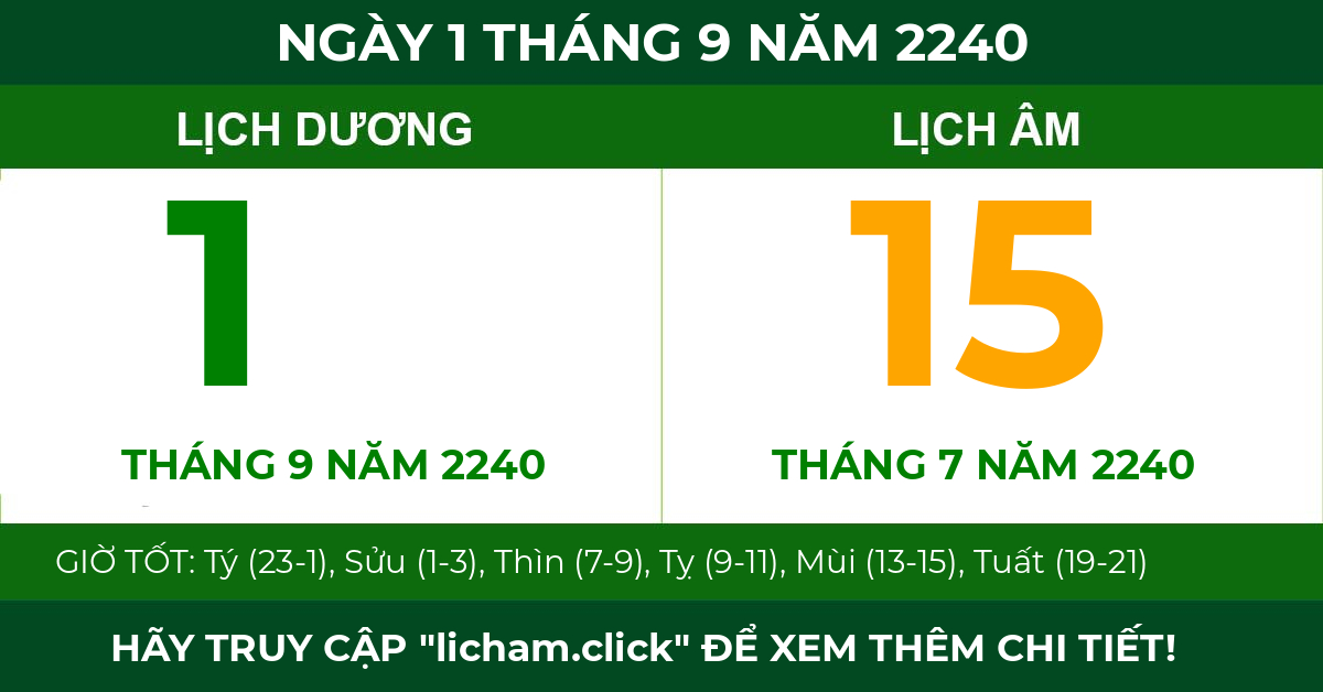 lịch âm ngày 1 tháng 9 năm 2240