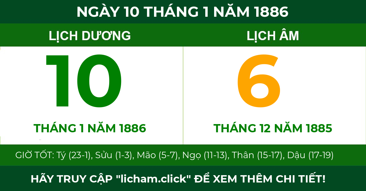 lịch âm ngày 10 tháng 1 năm 1886
