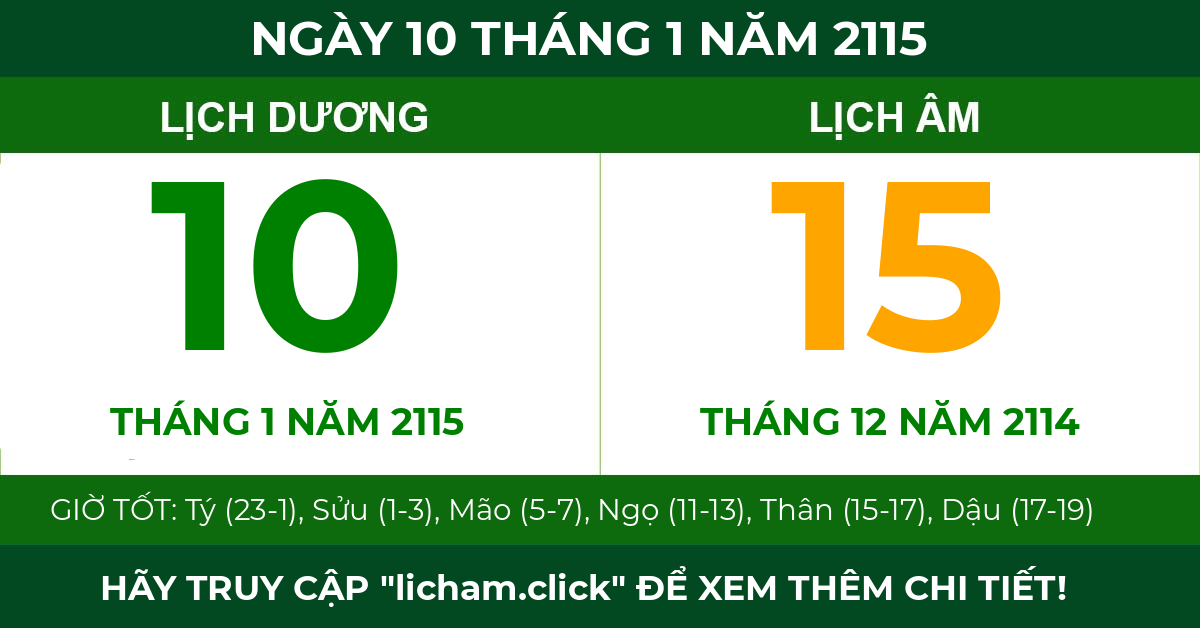 lịch âm ngày 10 tháng 1 năm 2115
