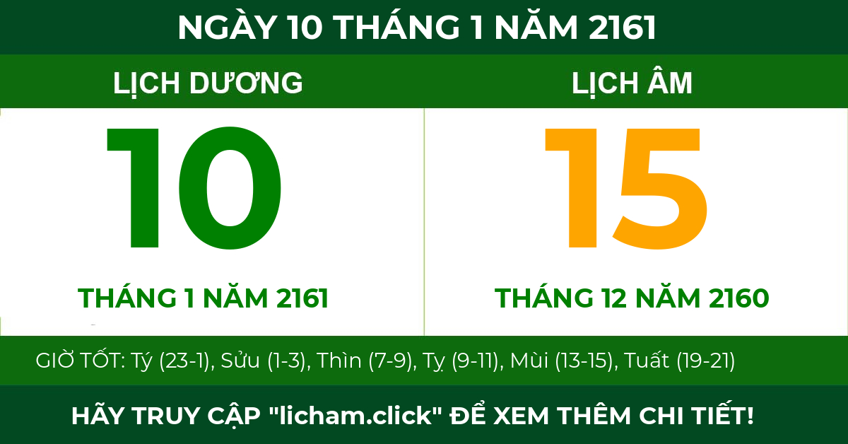 lịch âm ngày 10 tháng 1 năm 2161