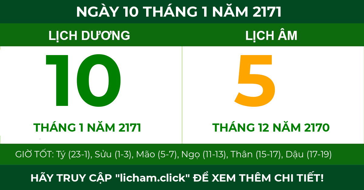 lịch âm ngày 10 tháng 1 năm 2171