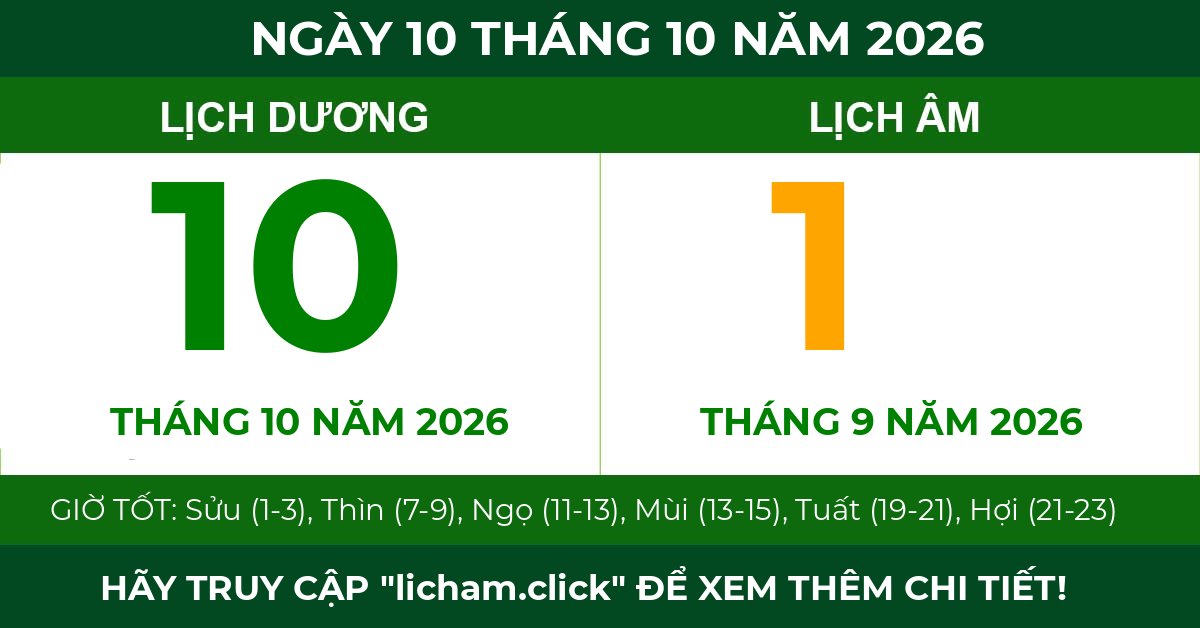 lịch âm ngày 10 tháng 10 năm 2026