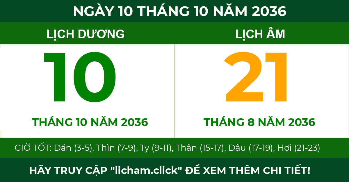 lịch âm ngày 10 tháng 10 năm 2036