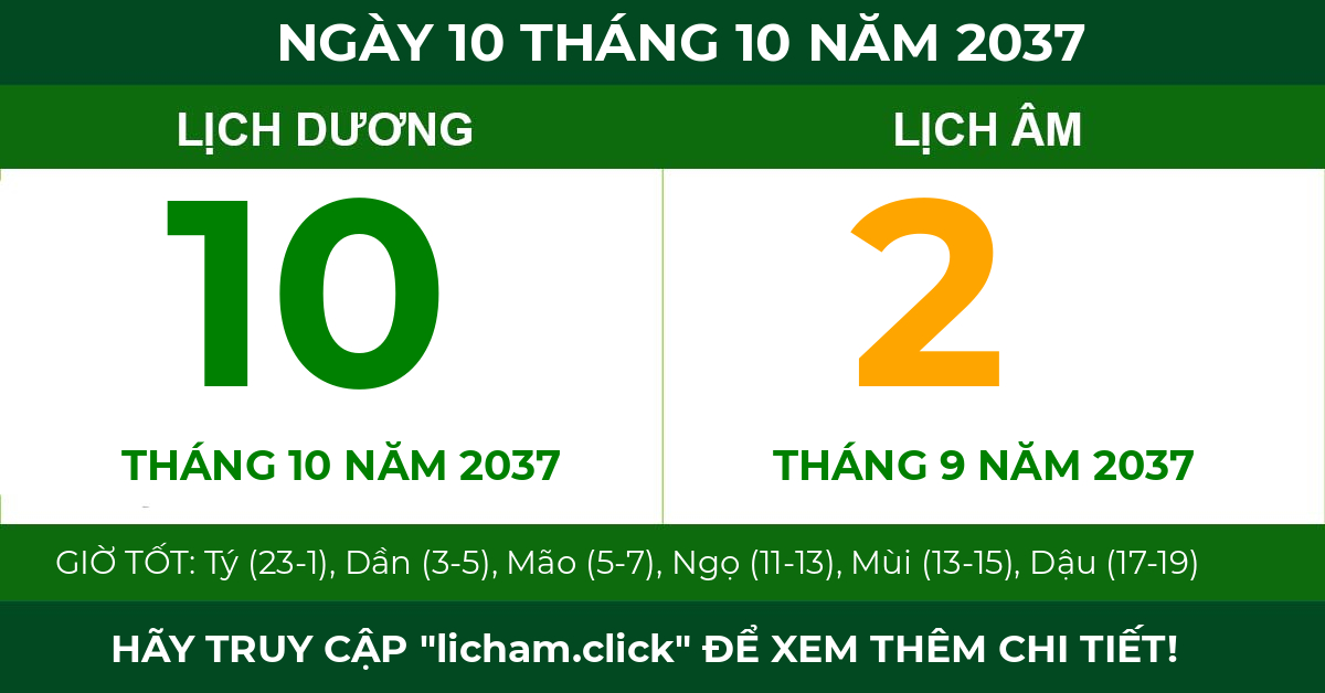 lịch âm ngày 10 tháng 10 năm 2037