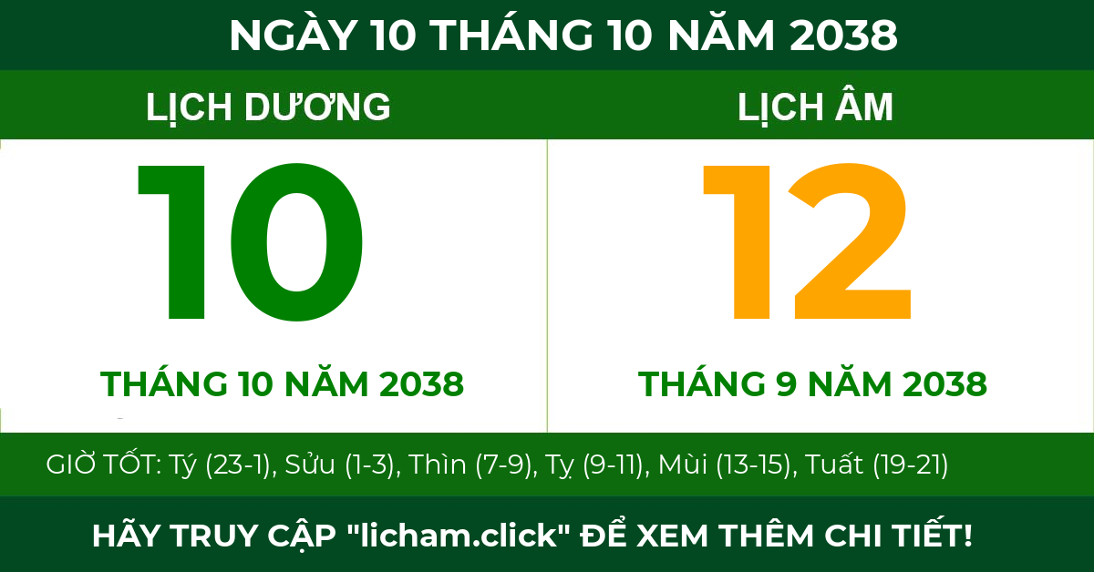 lịch âm ngày 10 tháng 10 năm 2038