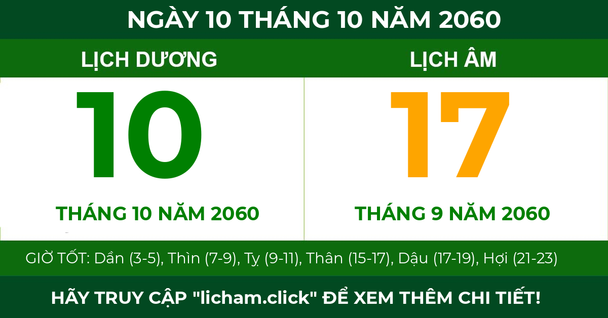 lịch âm ngày 10 tháng 10 năm 2060
