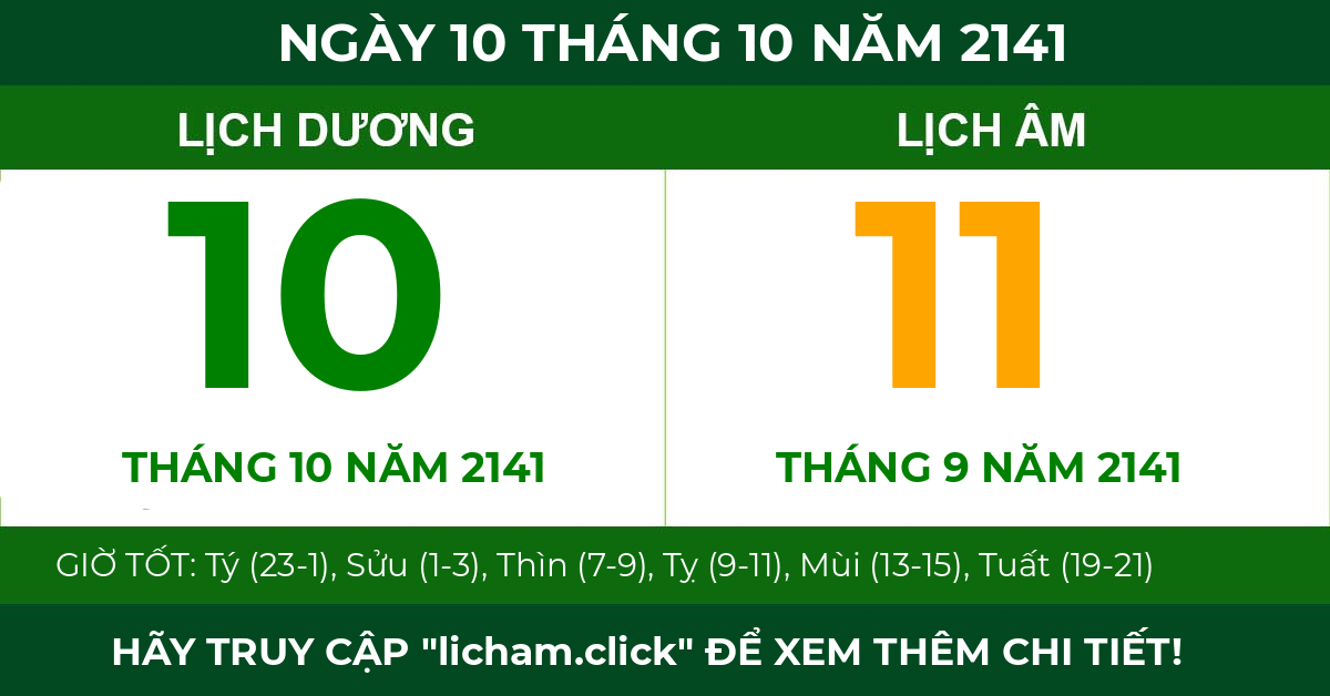 lịch âm ngày 10 tháng 10 năm 2141