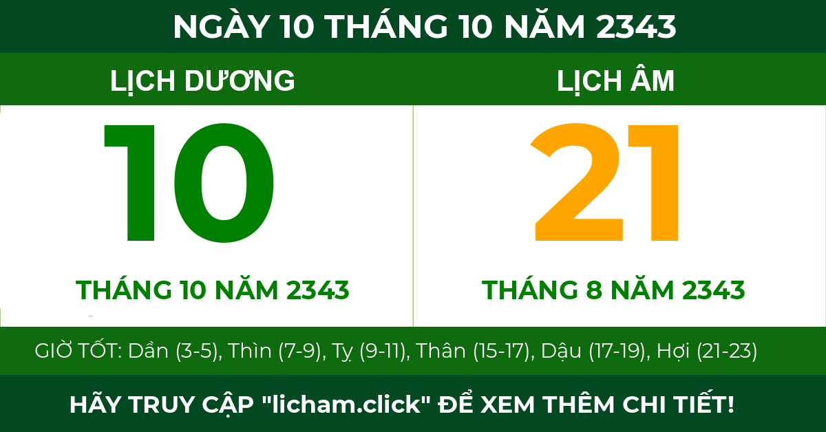 lịch âm ngày 10 tháng 10 năm 2343