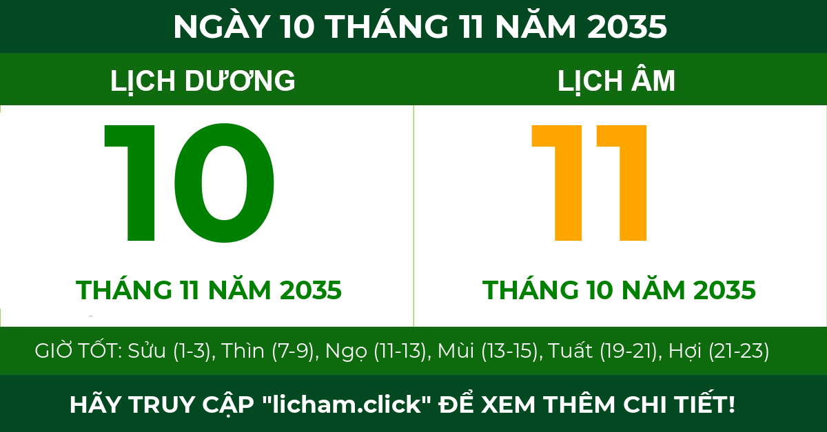 lịch âm ngày 10 tháng 11 năm 2035