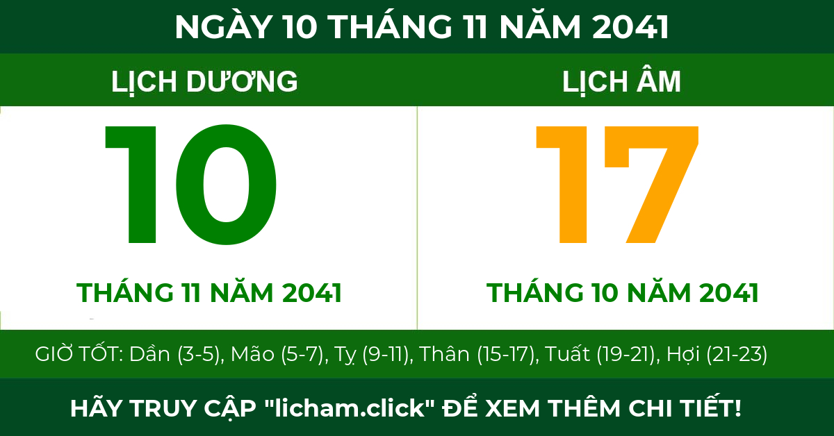 lịch âm ngày 10 tháng 11 năm 2041