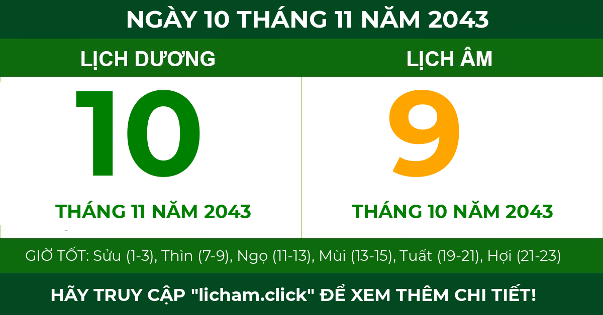 lịch âm ngày 10 tháng 11 năm 2043