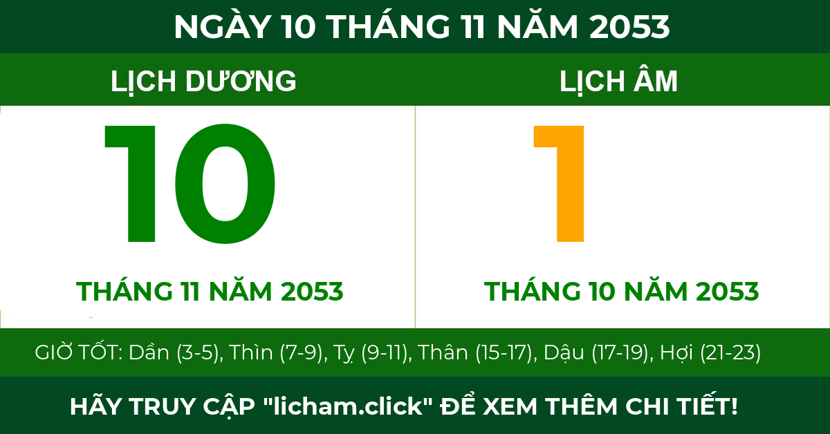 lịch âm ngày 10 tháng 11 năm 2053