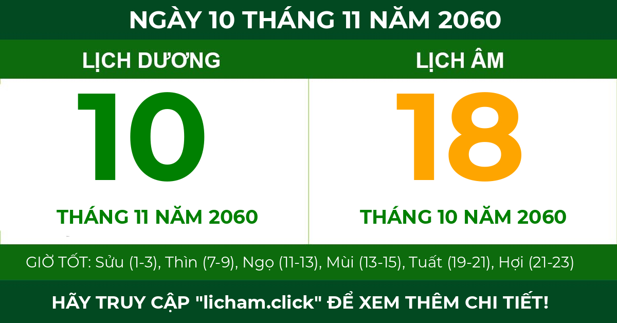 lịch âm ngày 10 tháng 11 năm 2060