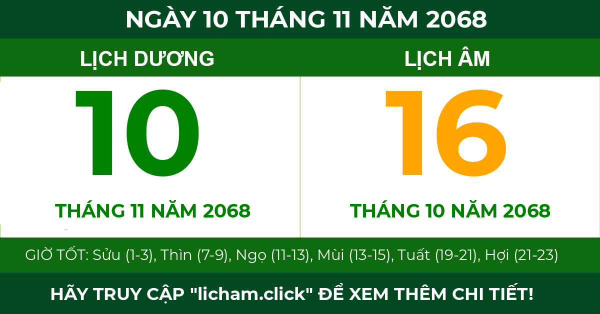 lịch âm ngày 10 tháng 11 năm 2068