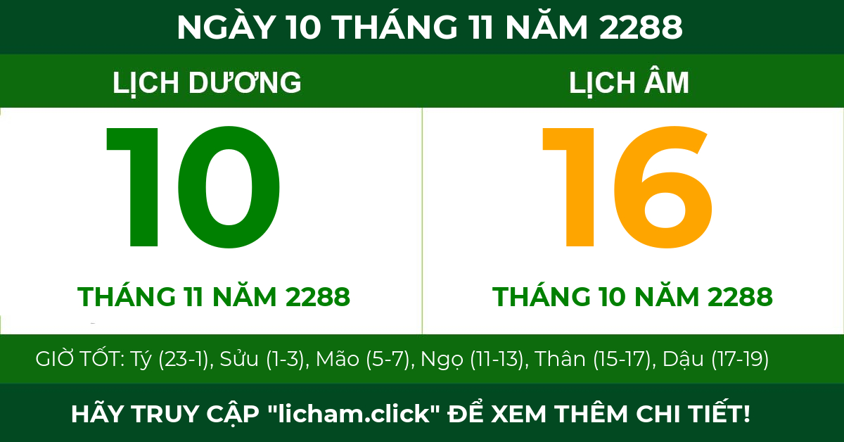 lịch âm ngày 10 tháng 11 năm 2288