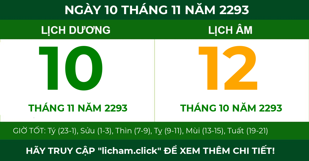 lịch âm ngày 10 tháng 11 năm 2293