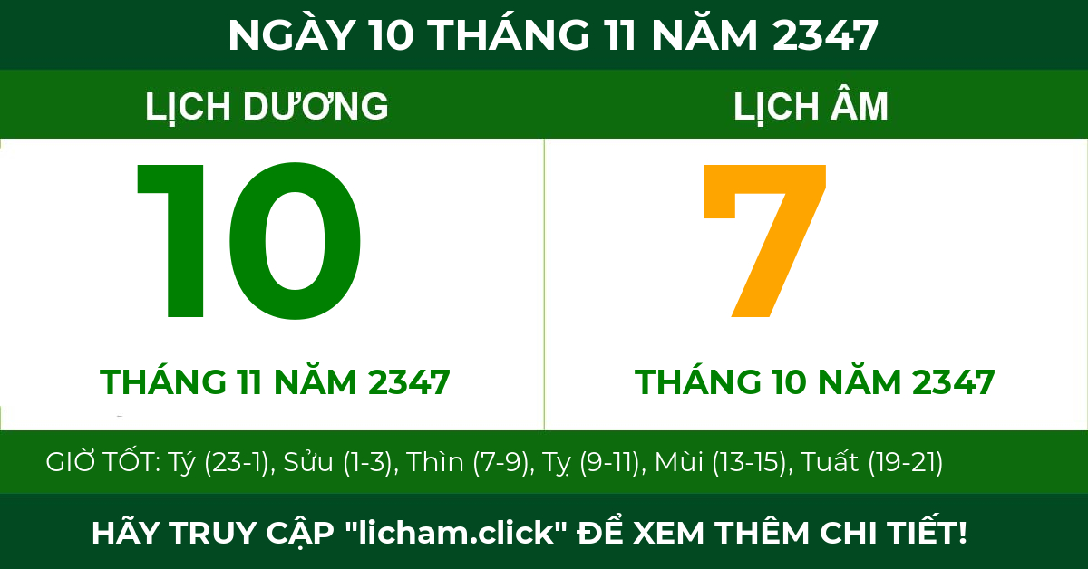 lịch âm ngày 10 tháng 11 năm 2347