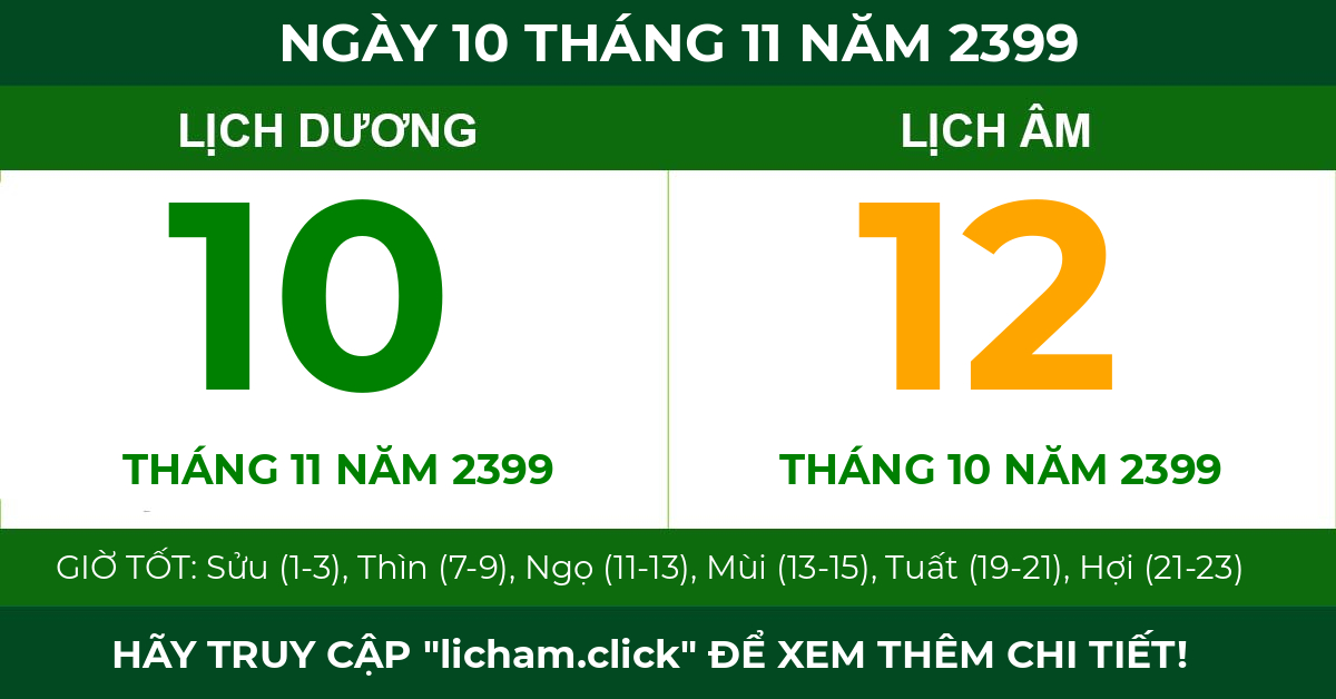 lịch âm ngày 10 tháng 11 năm 2399