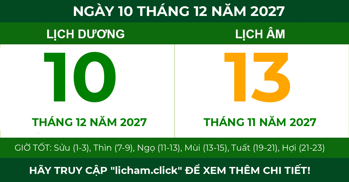 lịch âm ngày 10 tháng 12 năm 2027